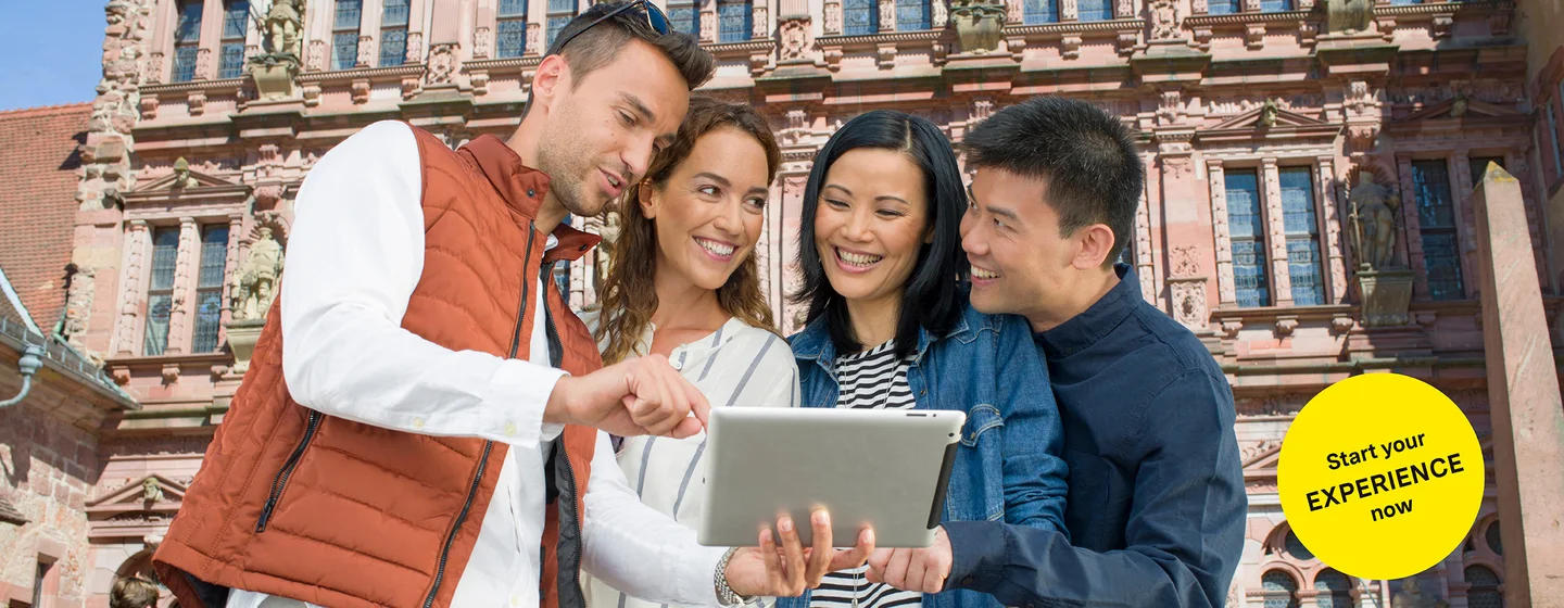 Motiv: Staaliche Schlösser und Gärten Baden-Württemberg, Illustration: JUNG:Kommunikation GmbH Heidelberg Castle, advertising banner for the app "Monument BW"