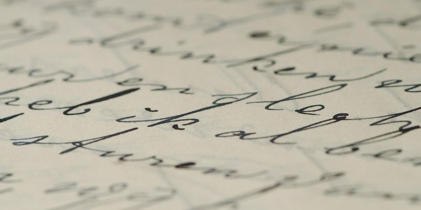 Schloss Heidelberg, mit Tinte geschriebener Brief 