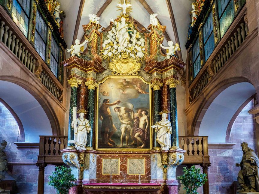 Foto: Staatliche Schlösser und Gärten Baden-Württemberg, Ralf Kuhlen Schloss Heidelberg, Schlosskapelle, Nahaufnahme Altar